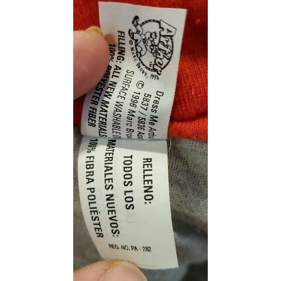 Playskool Dress Me Arthur Plush 14” Stuffed Animal Toy PBS 1996 Red Hoodie RARE - Picture 8 of 10